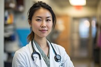 Mixed race asian women doctor adult stethoscope physician.