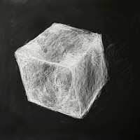 White chalk drawing cubic texture black art black background.