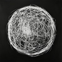 White chalk drawing sphere texture black black background complexity.