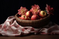 Basket apple flower fruit.