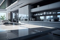 Detail of modern kitchen interior architecture countertop appliance.