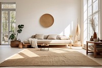 Flecked jute and cotton rug room architecture furniture.