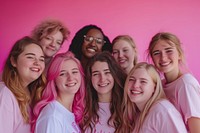 Happy diversity women adult smile pink.