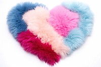 Heart shape pom pom rug white background softness textile.