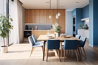 Interior design of dining room table architecture furniture.