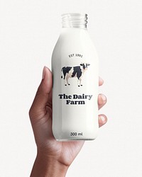 Milk bottle label mockup psd