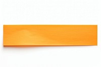 Piece of neon-orange paper adhesive strip backgrounds white background rectangle.