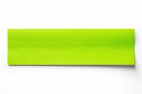 Piece of neon-green paper adhesive strip backgrounds white background blackboard.