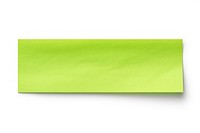 Piece of neon-green paper adhesive strip backgrounds text white background.