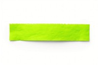 Piece of neon-green paper adhesive strip white background rectangle absence.