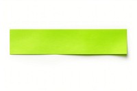 Piece of neon-green paper adhesive strip white background rectangle letterbox.