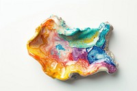 One piece of colorful ceramic art made by kid jewelry white background accessories.