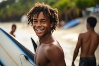 Black boy surfer surfing smiling smile adult.