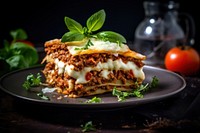 Italian food gourmet lasagna plate.