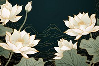 White lotuses and green leaves backgrounds pattern flower.