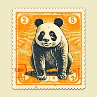 Chinese panda Risograph style animal mammal bear.