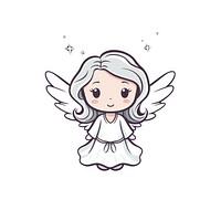 Cute little angel cartoon drawing sketch.