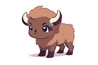 Bison cartoon style animal bison buffalo.