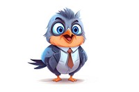 Bird character office uniform cartoon animal representation.