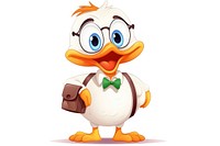 Duck character teacher concept cartoon animal bird.