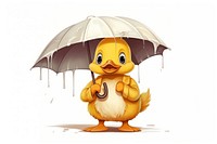 Duck character hold umbrella cartoon cute representation.