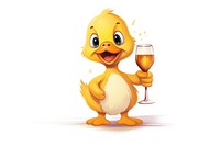 Duck character wine glass cartoon animal fun.