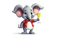 Elephant character wine glass cartoon animal cute.