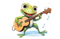 Frog character play guitar amphibian cartoon animal.