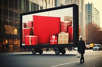 Billboard advertising Black Friday sales vehicle motion box.