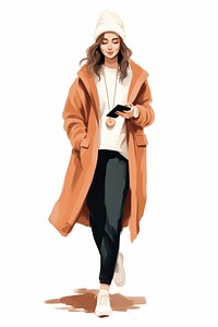 Woman wearing trendy winter casual overcoat fashion jacket.