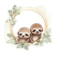 Baby sloths cercle border mammal animal togetherness.