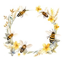 Bee border animal insect white background.