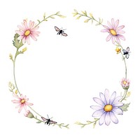 Daisy and bug cercle border pattern flower wreath.