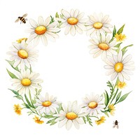 Daisy bee cercle border pattern flower wreath.