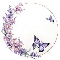 Lilac and butterfly cercle border porcelain flower purple.