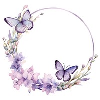 Lilac and butterfly cercle border flower wreath plant.