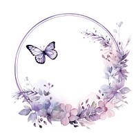 Lilac and butterfly cercle border pattern flower wreath.