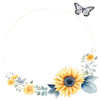 Sun flower and butterfly cercle border sunflower pattern plant.