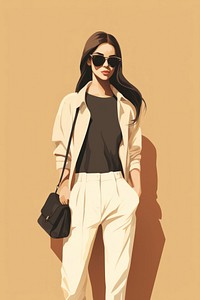 Street style cool fashion woman wearing sunglasses handbag jacket adult.