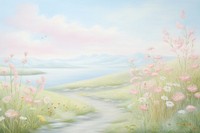 PNG Meadow painting backgrounds outdoors.