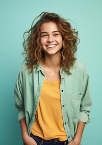 Teenage girl smile portrait laughing.