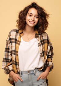 Teenage girl portrait smile blouse.