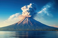 Volcano with blue sky mountain outdoors nature.