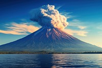 Volcano with blue sky mountain outdoors nature.