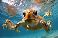 Funny underwater of Sea turtles swimming outdoors reptile.