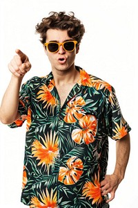 Funny guy with bristle wear tropical shirt sunglasses sleeve adult.