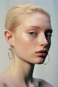 Close up ear have earrings jewelry fashion adult.
