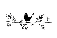 Divider doodle of bird silhouette black white.