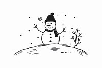 Divider doodle of snowman outdoors drawing winter.