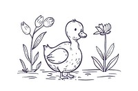 Divider doodle of duck drawing animal sketch.